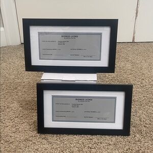 Set of 8 Black Framed Business License Display Set